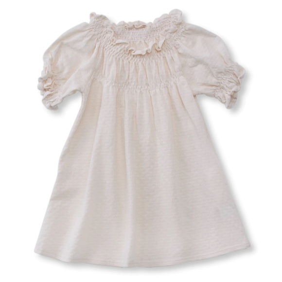 TANE Organics Cap Sleeves Ruffle Dress | Ecru | size S/6-12M | NWT - Picture 2 of 3